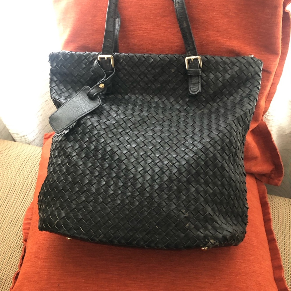 Elegant Black Woven Tote Bag